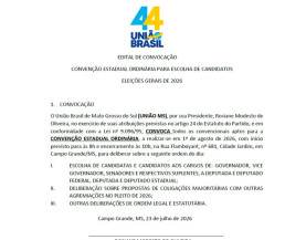 União Brasil fará convenção no dia 1º de agosto para oficializar candidaturas em MS